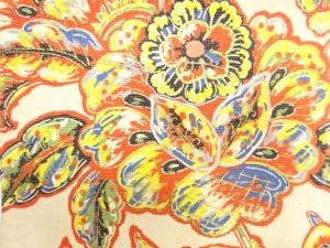 アンティーク　花更紗模様刺繍名古屋帯